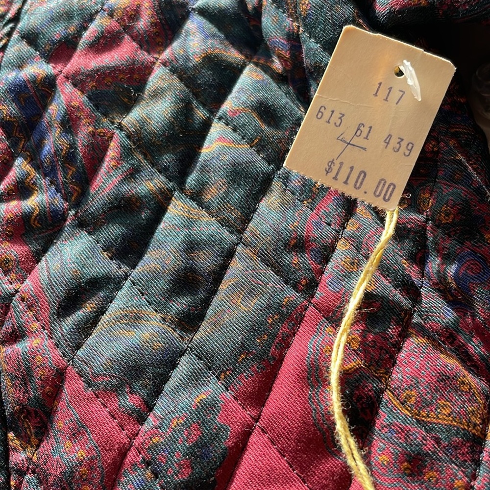 Kenneth Gordon Quilted Paisley Fitted Jacket Burgundy/Green/Yellow/Blue Size 4 - Picture 9 of 12